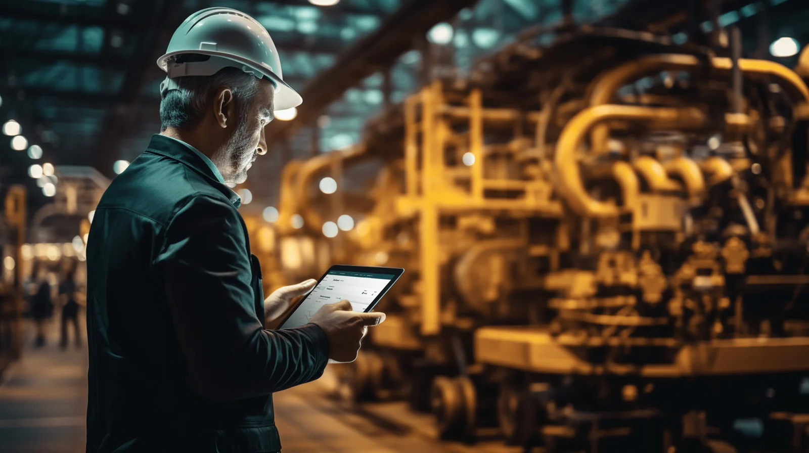 Man with Tablet on job Floor